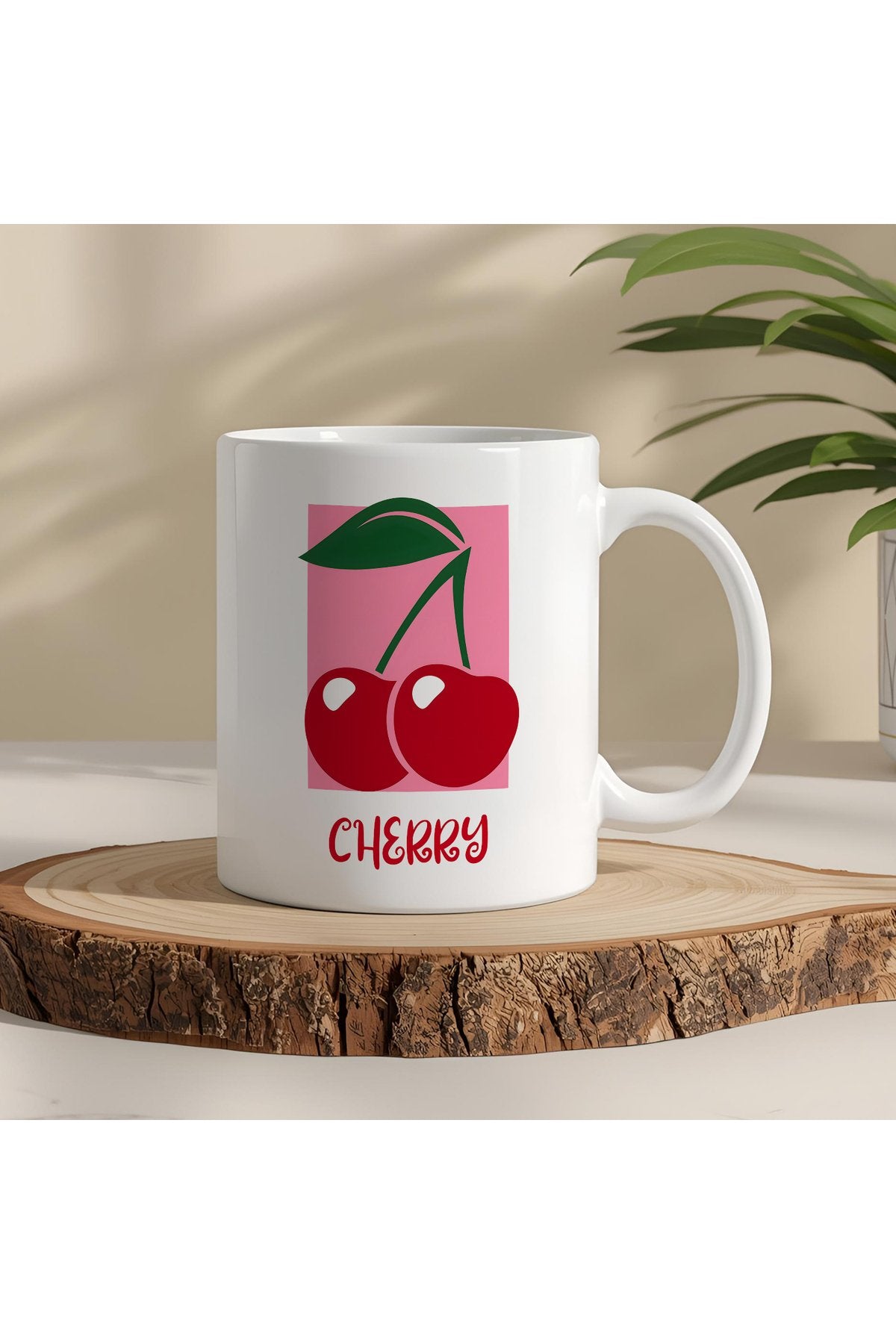 Cherry Kupa – Kiraz Temalı Minimal Tasarım – Renkli Estetik Hediye Kupa