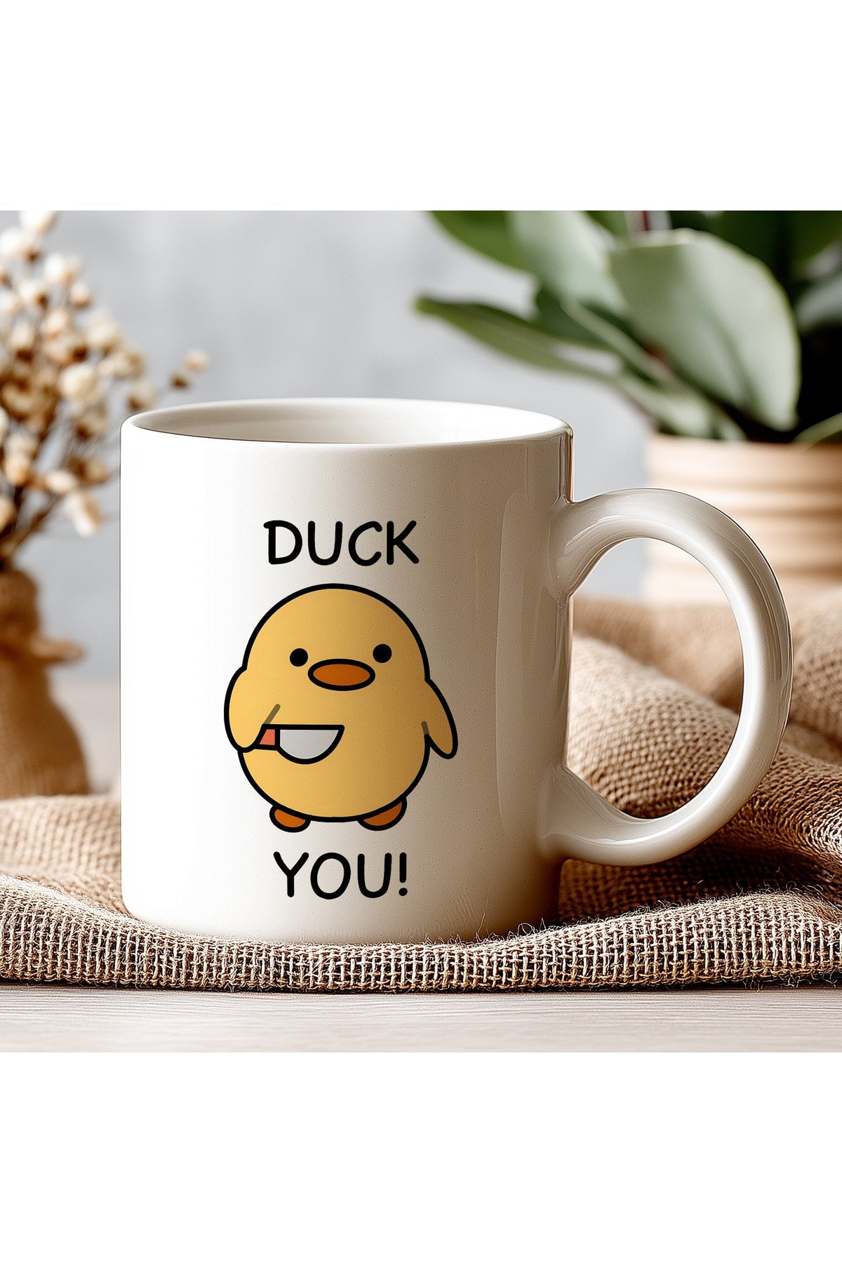 Duck You Yazılı Beyaz Kupa Bardak – Komik Yazılı Bardak, Mizah Sevenlere Hediye Bardak