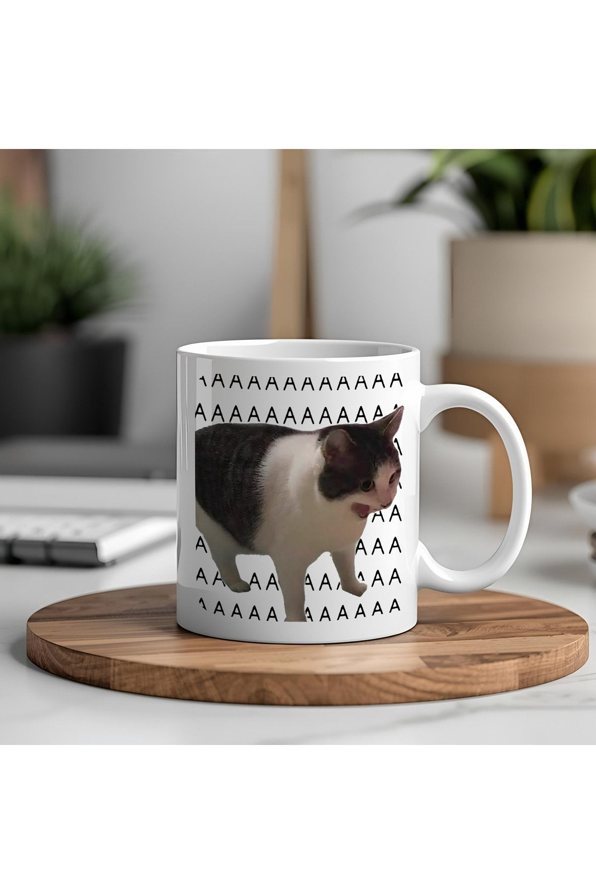 AAAAA Yazılı Komik Kedi Kupa Bardak – Komik Yazılı Bardak, Eğlenceli Kupa Bardak