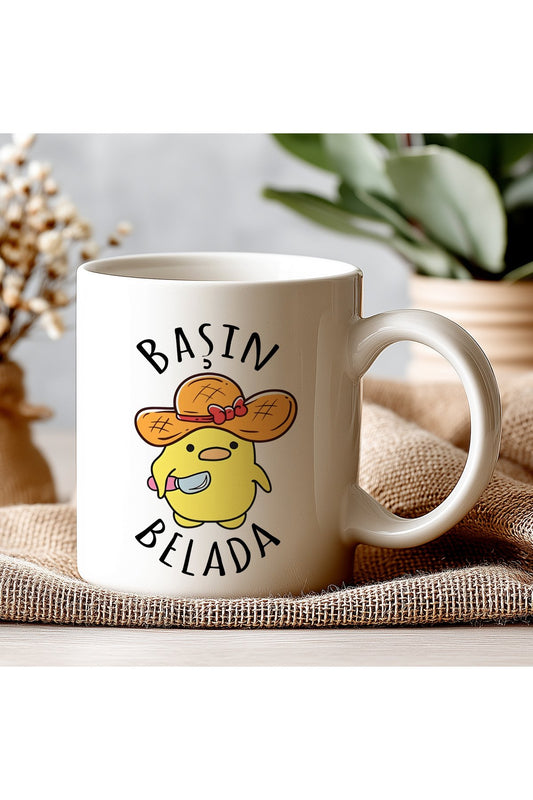 Başın Belada Yazılı Komik Kupa Bardak – Komik Yazılı Bardak, Eğlenceli Kupa Bardak