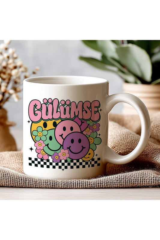 Gülümse Yazılı Komik Kupa Bardak – Komik Yazılı Bardak, Eğlenceli Kupa Bardak