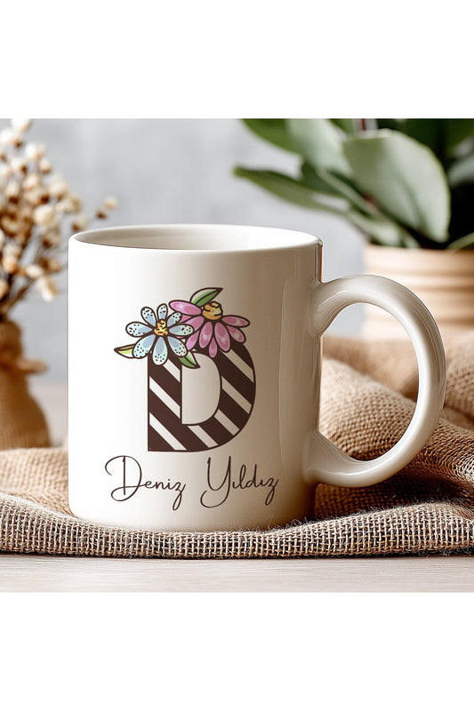 Harfli İsimli Kişiye Öze Beyazl Kupa Bardak – Şık, Minimal Tasarım Kupa Bardak