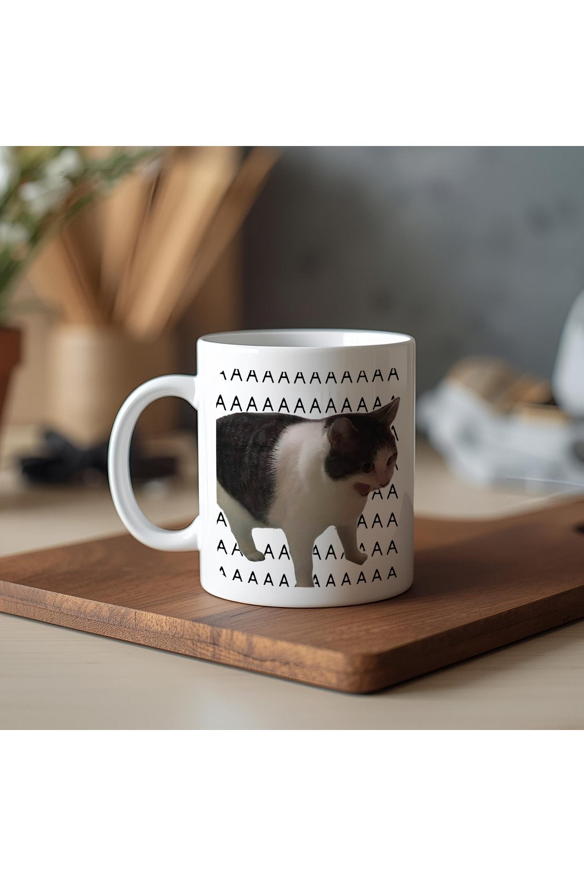 AAAAA Yazılı Komik Kedi Kupa Bardak – Komik Yazılı Bardak, Eğlenceli Kupa Bardak