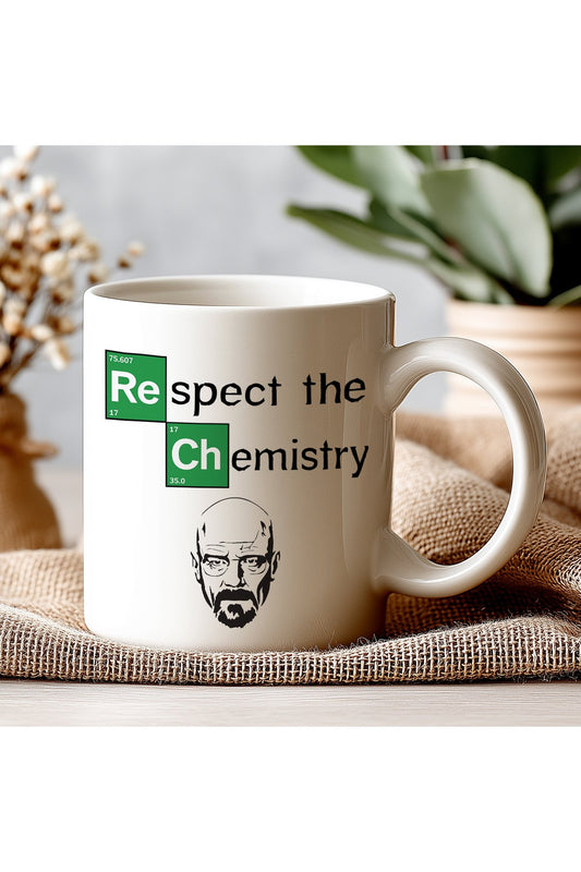 Respect the Chemistry Kupa – Kimya Temalı Komik Kupa – Bilim Tutkunlarına Hediye