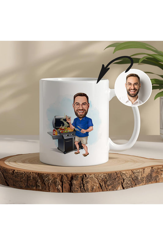 Mangal Ustalarına Özel Karikatür Kupa – Fotoğraftan Kişisel Karikatür Çizimiyle Eğlenceli Hediye