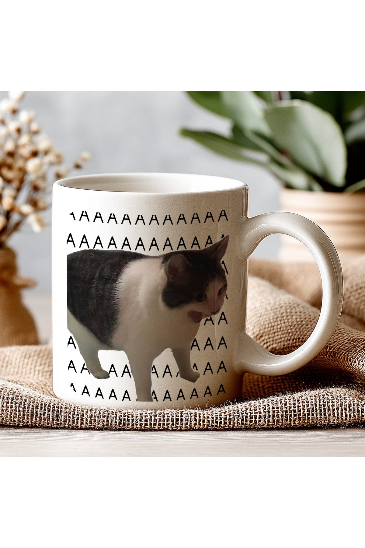 AAAAA Yazılı Komik Kedi Kupa Bardak – Komik Yazılı Bardak, Eğlenceli Kupa Bardak
